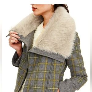Banana Republic Moto Faux Fur Collar Wool Coat